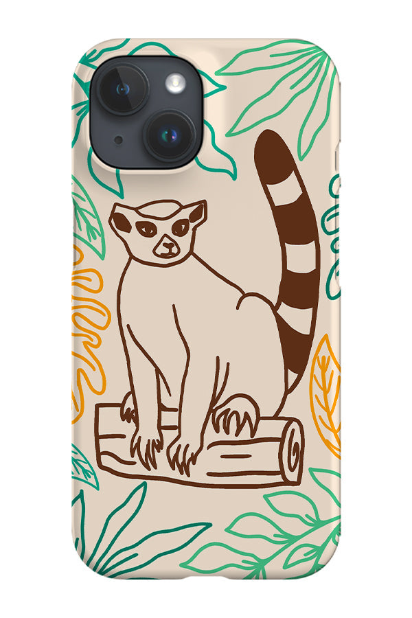 RoyalCovers.uk - Lemur Line Art Tropical Phone Case (Multi Green)