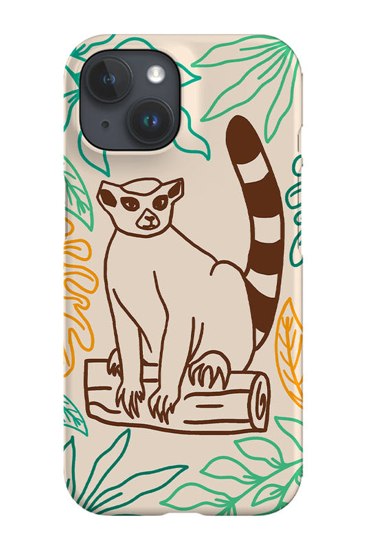 RoyalCovers.uk - Lemur Line Art Tropical Phone Case (Multi Green)