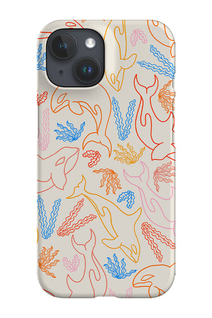 RoyalCovers.uk - Line Art Orca Coral Reef Phone Case (Bright Multicolour)