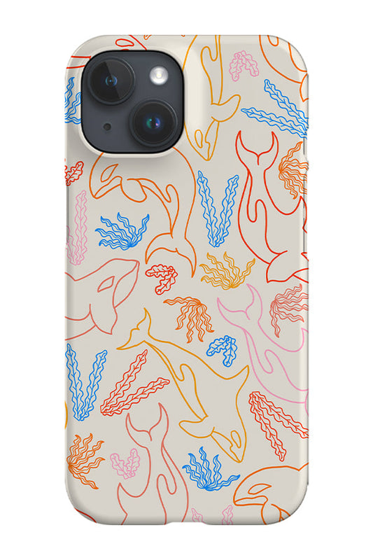 RoyalCovers.uk - Line Art Orca Coral Reef Phone Case (Bright Multicolour)