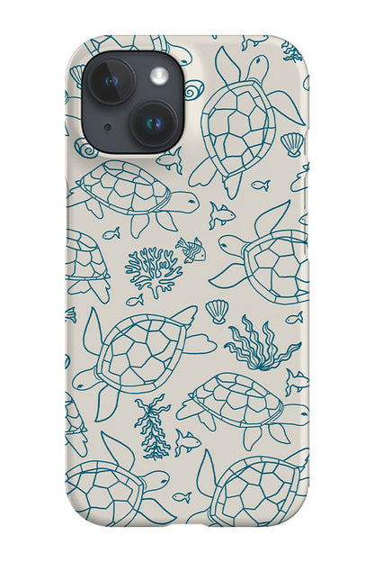 RoyalCovers.uk - Line Art Turtle Phone Case (Beige Blue)