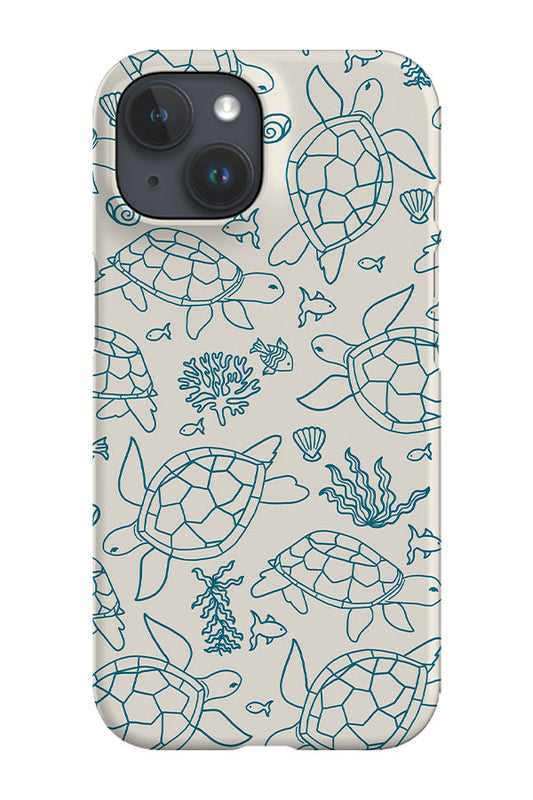 RoyalCovers.uk - Line Art Turtle Phone Case (Beige Blue)