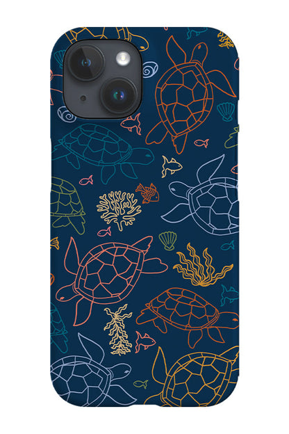 RoyalCovers.uk - Line Art Turtle Phone Case (Navy Multicolour)