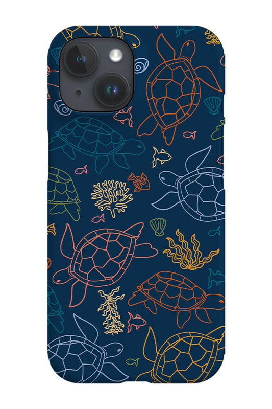 RoyalCovers.uk - Line Art Turtle Phone Case (Navy Multicolour)