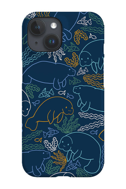 RoyalCovers.uk - Manatee Coral Reef Scatter Phone Case (Navy Multicolour)