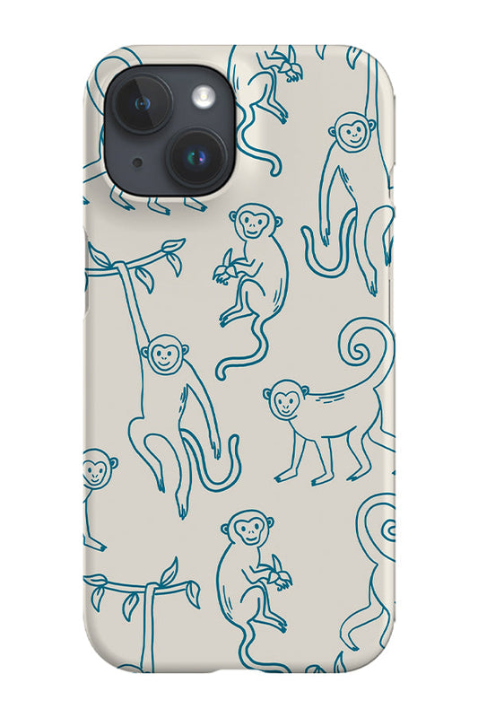 RoyalCovers.uk - Monkey Line Art Scatter Phone Case (Beige Blue)