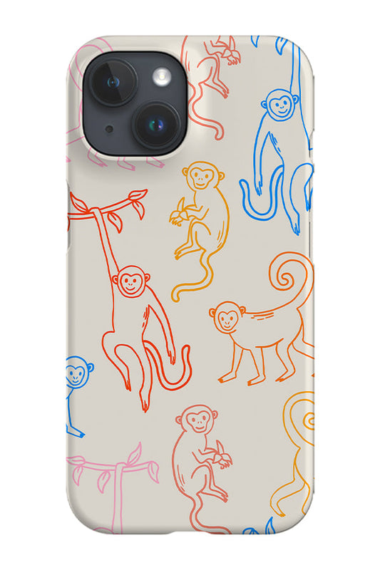 RoyalCovers.uk - Monkey Line Art Scatter Phone Case (Bright)