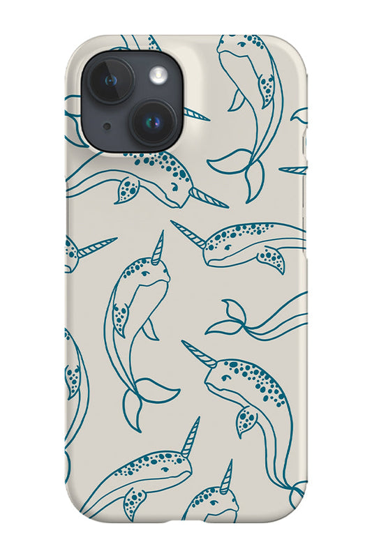 RoyalCovers.uk - Narwhal Line Art Phone Case (Beige Blue)