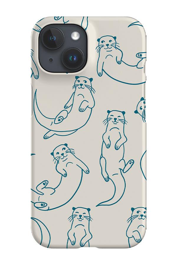 RoyalCovers.uk - Otter Scatter Line Art Phone Case (Beige Blue)