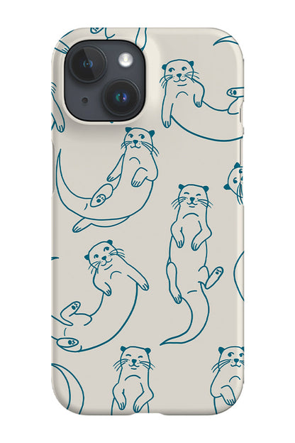 RoyalCovers.uk - Otter Scatter Line Art Phone Case (Beige Blue)