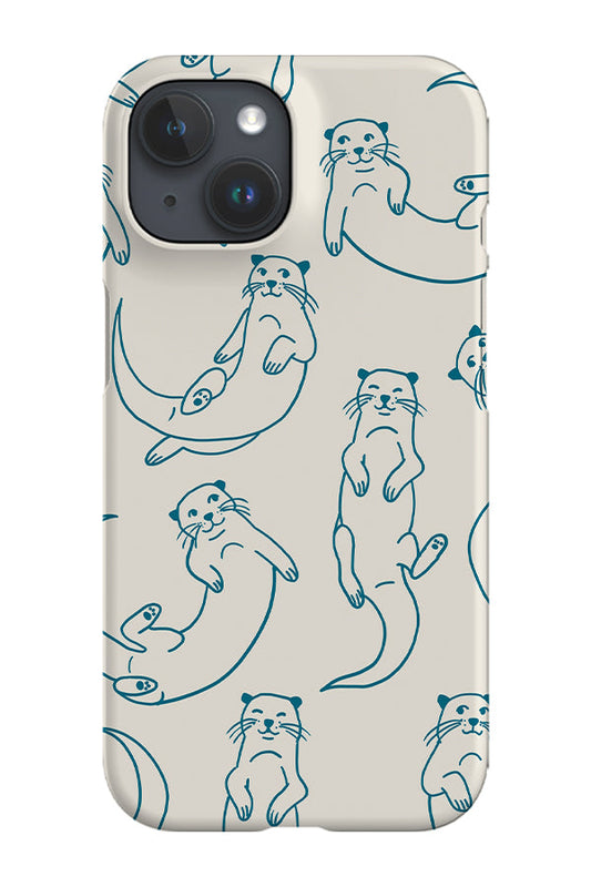 RoyalCovers.uk - Otter Scatter Line Art Phone Case (Beige Blue)