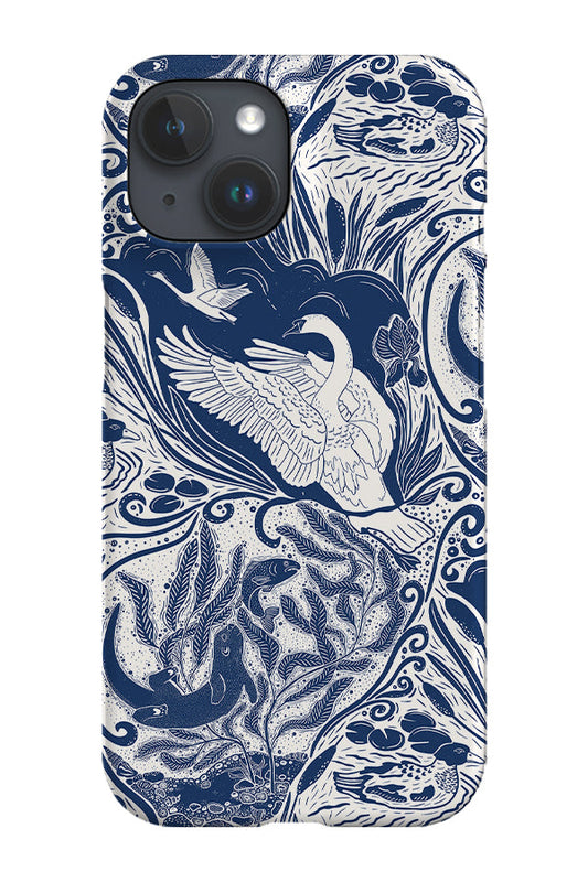 RoyalCovers.uk - Water Life Block Print by Denes Anna Design Phone Case (Blue)