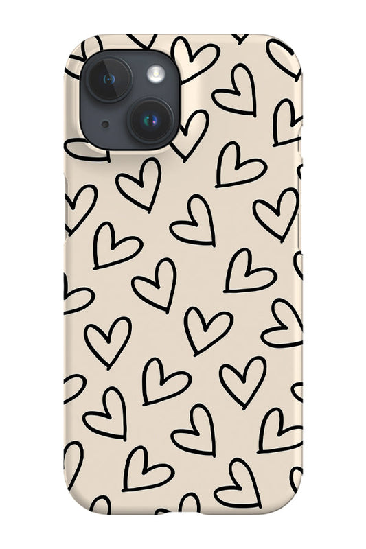 RoyalCovers.uk - Doodle Line Art Hearts Phone Case (Cream)
