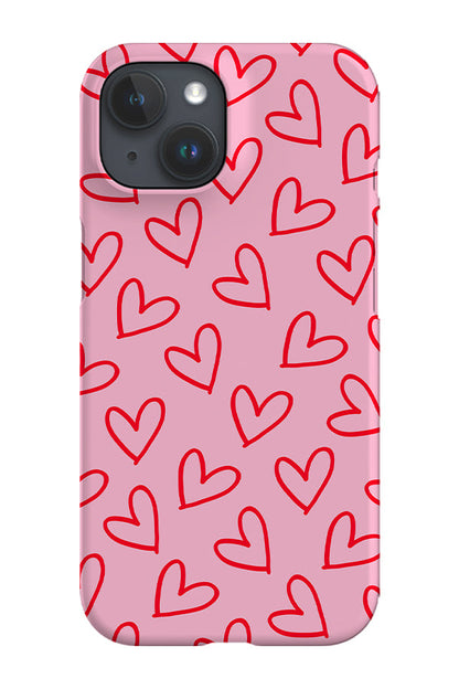 RoyalCovers.uk - Doodle Line Art Hearts Phone Case (Pink Red)