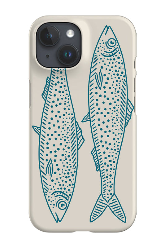 RoyalCovers.uk - Line Art Fish Phone Case (Beige Blue)
