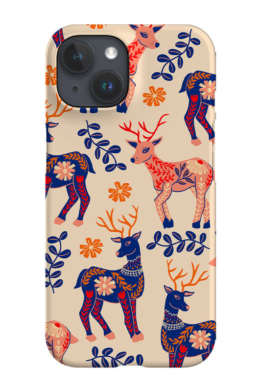 RoyalCovers.uk - Scandinavian Folk Deer Scatter Phone Case (Beige)