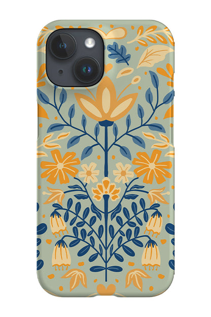 RoyalCovers.uk - Scandinavian Folk Flowers Phone Case (Blue Yellow)