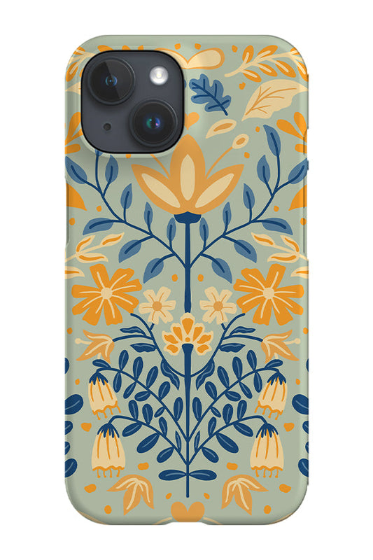 RoyalCovers.uk - Scandinavian Folk Flowers Phone Case (Blue Yellow)