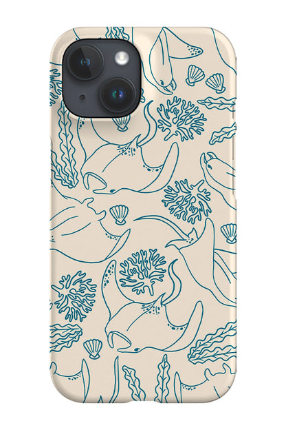 RoyalCovers.uk - Manta Ray Line Art Coral Reef Phone Case (Beige Blue)