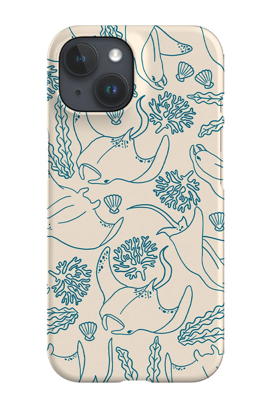 RoyalCovers.uk - Manta Ray Line Art Coral Reef Phone Case (Beige Blue)