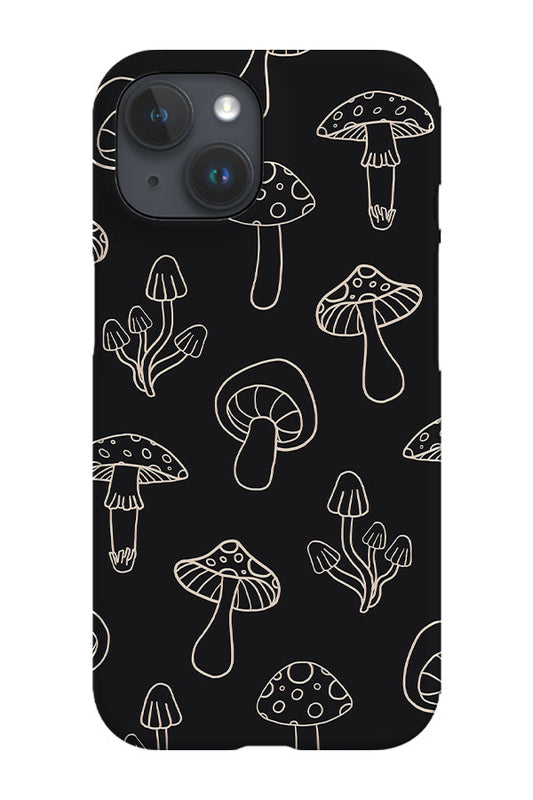 RoyalCovers.uk - Cottagecore Mushroom Line Art Phone Case (Black)