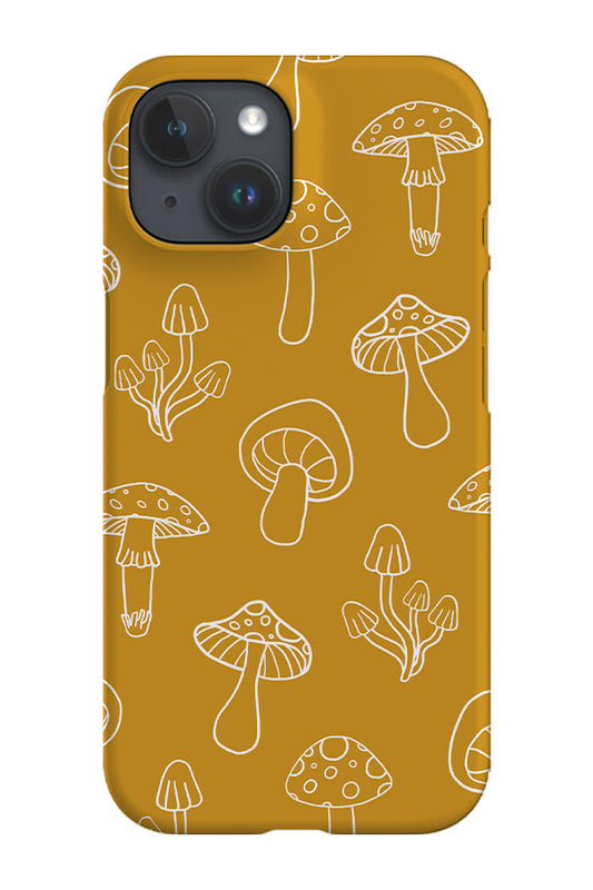 RoyalCovers.uk - Cottagecore Mushroom Line Art Phone Case (Mustard)
