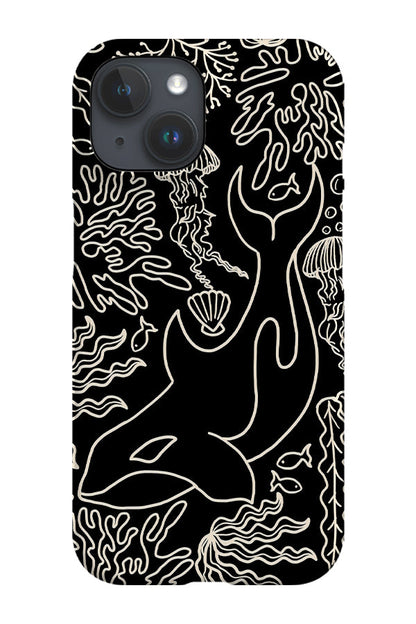 RoyalCovers.uk - Orca Coral Reef Line Art Phone Case (Black)