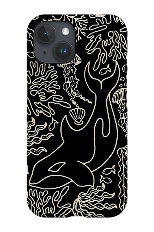 RoyalCovers.uk - Orca Coral Reef Line Art Phone Case (Black)