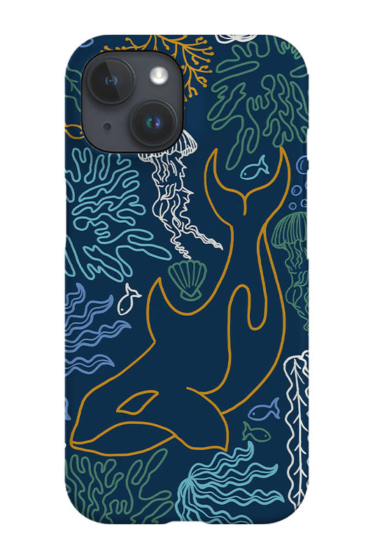 RoyalCovers.uk - Orca Coral Reef Line Art Phone Case (Navy)