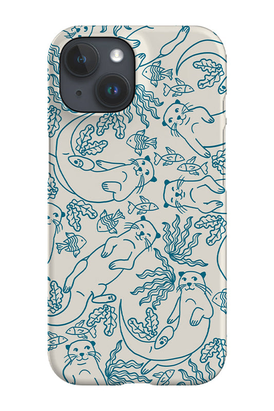 RoyalCovers.uk - Otter Scatter Coral Reef Line Art Phone Case (Beige Blue)