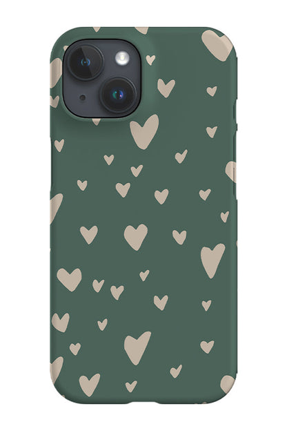 RoyalCovers.uk - Painted Heart Scatter Phone Case (Green Beige)