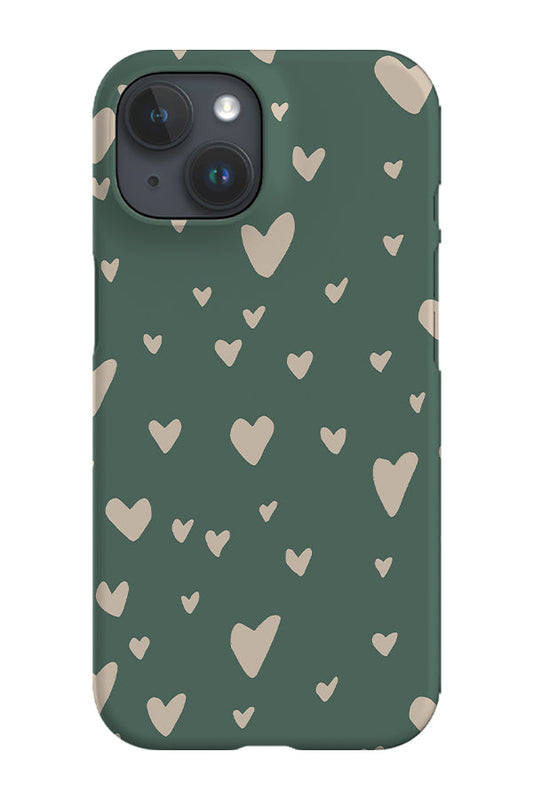 RoyalCovers.uk - Painted Heart Scatter Phone Case (Green Beige)