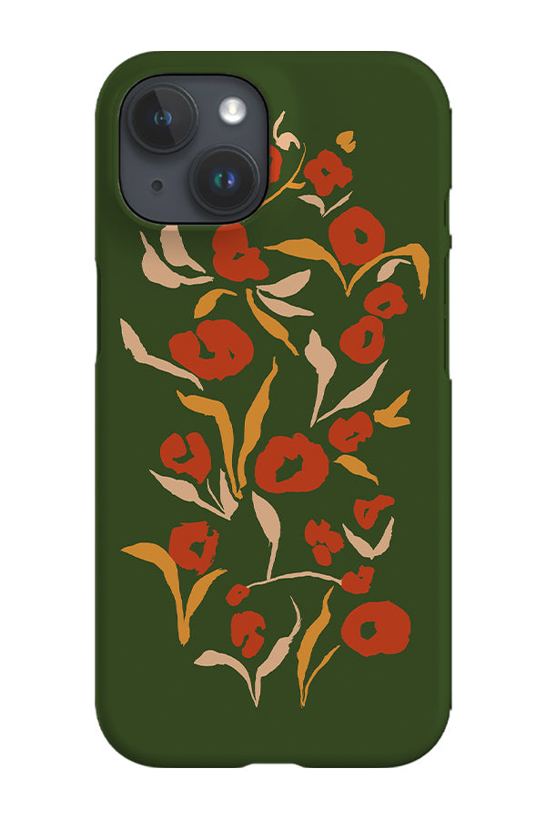 RoyalCovers.uk - Painterly Floral Placement Phone Case (Seaweed Crimson Mustard)