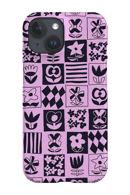 RoyalCovers.uk - Six Flower Tile Phone Case (Pink Navy)