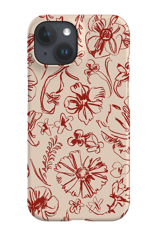 RoyalCovers.uk - Sketchbook Floral Two-Tone Phone Case (Cream Crimson)