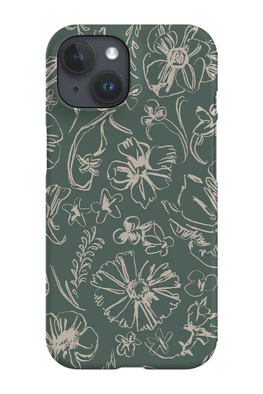 RoyalCovers.uk - Sketchbook Floral Two-Tone Phone Case (Seaweed Beige)